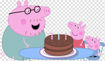 Peppa Pig blowing birthday cake illustration, Daddy Pig Birthday Episode Animated cartoon Child, PEPPA PIG transparent background PNG clipart