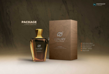 Perfume bottle package mockup