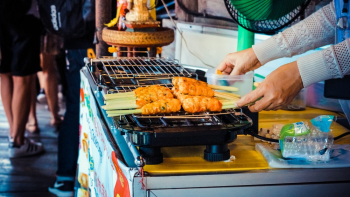 Person Grilling Food Person Grilling Food