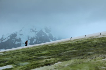 person hiking on hill person hiking on hill