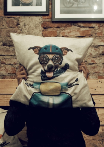 Person Holding Dog Driving Scooter-graphic Throw Pillow Person Holding Dog Driving Scooter-graphic Throw Pillow