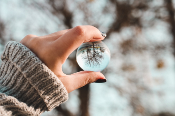 Person Holding Glass Ball Person Holding Glass Ball
