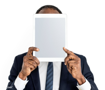 Person Holding Tablet Face Concept | Free stock psd mockup - 6005