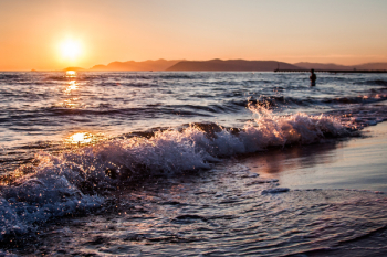 Person on Beach during Golden Hour Person on Beach during Golden Hour