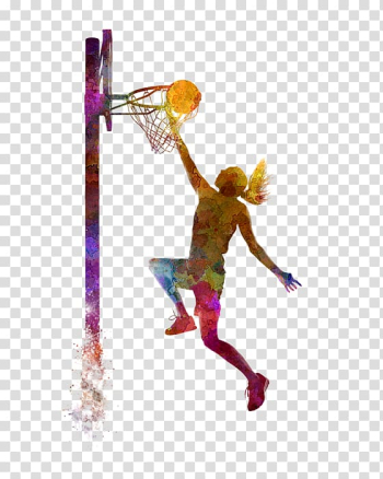 Person playing basketball graphic, Women's basketball Sport Slam dunk Painting, basketball transparent background PNG clipart