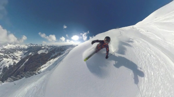 Person Riding Snow Skies in Snow Person Riding Snow Skies in Snow