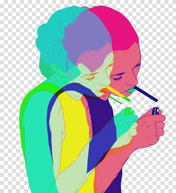 Person smoking animated illustration, Pop art Female Drawing Illustration, Ghost Avatar transparent background PNG clipart