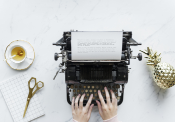 Person Typing On Typewriter Person Typing On Typewriter
