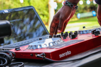 person using sound mixer person using sound mixer
