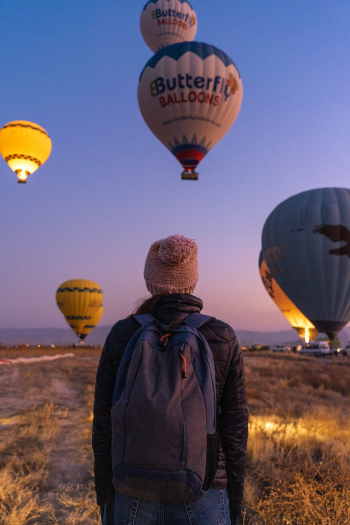 Person Watching The Hot Air Balloons Person Watching The Hot Air Balloons