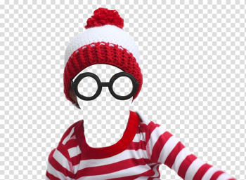Person wearing black framed eyeglasses and beanie hat, Where's Wally? T-shirt Crochet Halloween costume Beanie, dr seuss transparent background PNG clipart