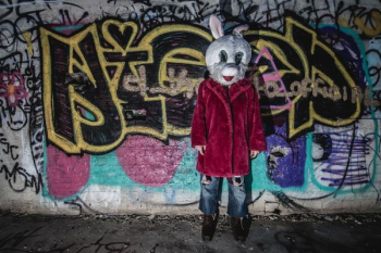 person wearing bunny mascot person wearing bunny mascot