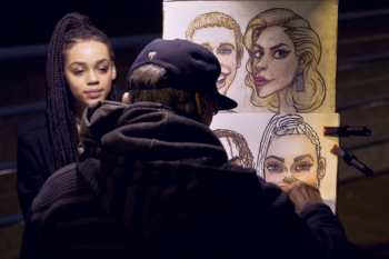 Person Wearing Hoodie Making Illustration Person Wearing Hoodie Making Illustration