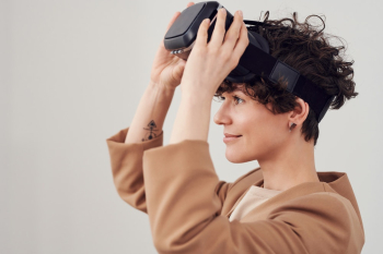 Person With VR Goggles On Head Person With VR Goggles On Head
