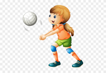 Personnages, Illustration, Individu, Personne, Gens - Girl Playing Volleyball Clipart