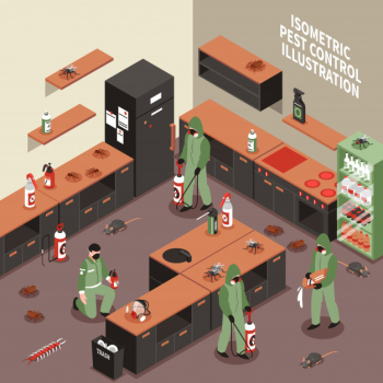 Pest control isometric illustration Free Vector Pest control isometric illustration Free Vector
