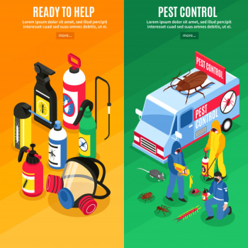 Pest control isometric vertical banners Free Vector Pest control isometric vertical banners Free Vector