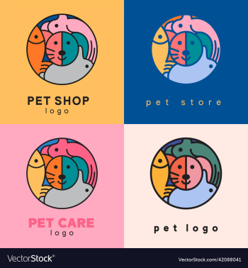 pet animal shop store veterinary clinic flat logo pet animal shop store veterinary clinic flat logo