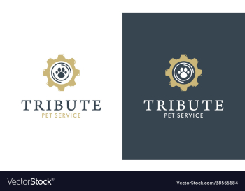 pet logo dog footprint in gear or paw logo pet logo dog footprint in gear or paw logo