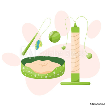 Pet shop set with different goods for cats Pet shop set with different goods for cats