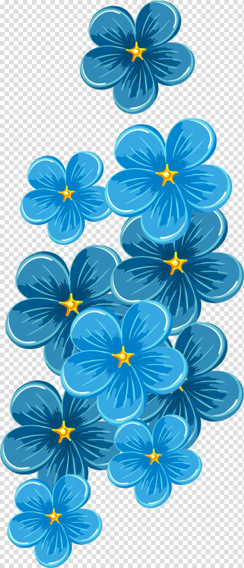 Petal, Hand painted blue flowers transparent background PNG clipart