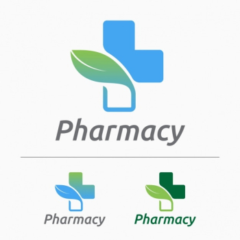 Pharmacy logos set Pharmacy logos set