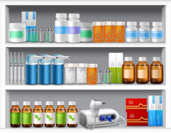Pharmacy shelves realistic Pharmacy shelves realistic