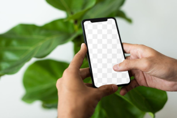 Phone png screen mockup in plant… | Free stock illustration | High Resolution graphic