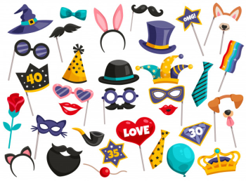 Photo booth party icon set Free Vector Photo booth party icon set Free Vector