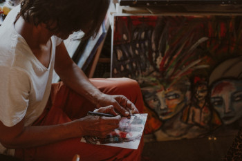 Photo Of A Man Painting Photo Of A Man Painting