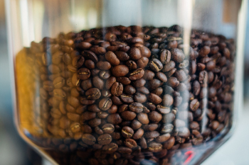 Photo of Coffee Bean in Coffee Grinding Machine Photo of Coffee Bean in Coffee Grinding Machine