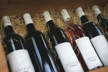 Photo of Wine Bottles in a row Photo of Wine Bottles in a row
