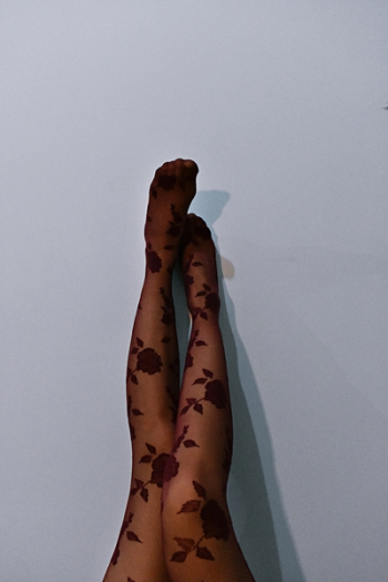 Photo of Woman Wearing Floral Stockings Photo of Woman Wearing Floral Stockings