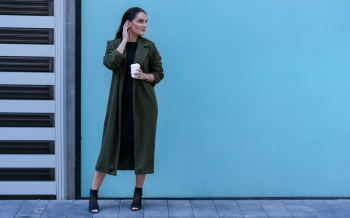 Photo Of Woman Wearing Green Coat Photo Of Woman Wearing Green Coat