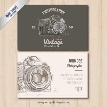 Photographer business card in vintage style Free Vector