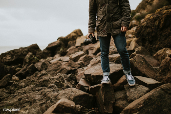 Photographer walking through rugged terrain | Free stock photo - 456483 Photographer walking through rugged terrain | Free stock photo - 456483