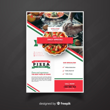 Photographic pizza restaurant flyer