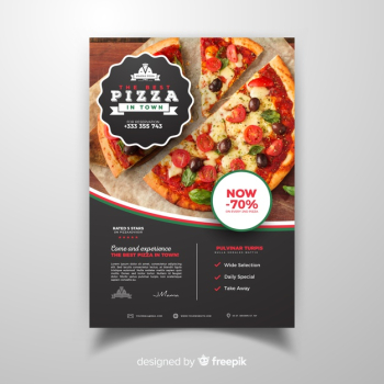 Photographic pizza restaurant flyer