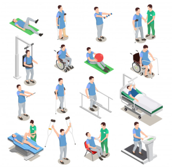 Physiotherapy isometric icons Free Vector Physiotherapy isometric icons Free Vector