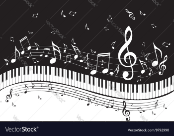 Piano Keyboard with Music Notes vector image Piano Keyboard with Music Notes vector image