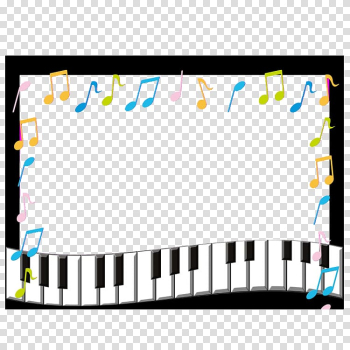 Piano musical notes illustration, Musical note frame , Piano Border Frame transparent background PNG clipart