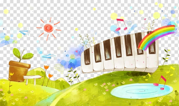 Piano Watercolor painting Illustration, Watercolor piano keys transparent background PNG clipart