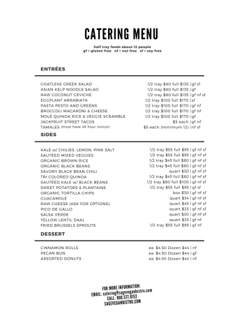 Pick Up Catering — Sage Plant Based Bistro Pick Up Catering — Sage Plant Based Bistro