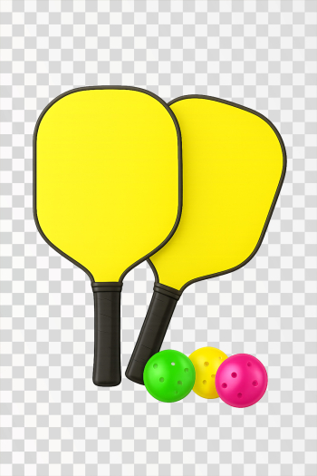 Pickleball Rackets with Colorful Balls, PNG image Pickleball Rackets with Colorful Balls, PNG image