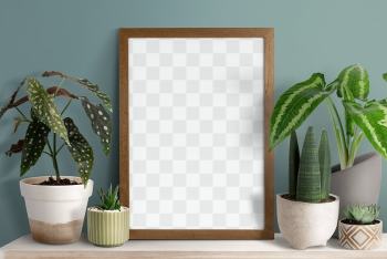 Picture frame png mockup on a shelf | Free PNG - rawpixel