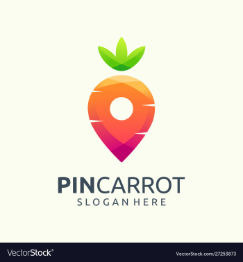 Pin carrot logo design vector image