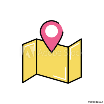pin location mark in paper map