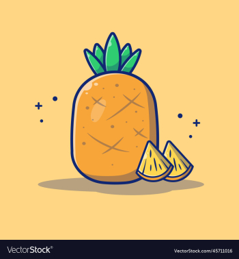 pineapple and slices of pineapple cartoon