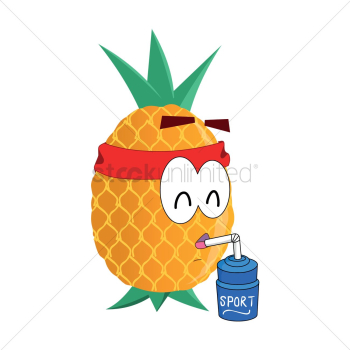 Pineapple cartoon drinking juice Pineapple cartoon drinking juice