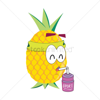 Pineapple cartoon drinking juice Pineapple cartoon drinking juice